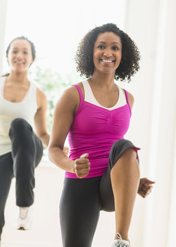 Women working out in exercise class