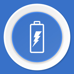 Fototapeta premium battery blue flat design modern web icon
