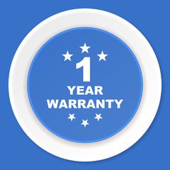 warranty guarantee 1 year blue flat design modern web icon