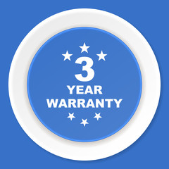warranty guarantee 3 year blue flat design modern web icon