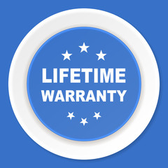 lifetime warranty blue flat design modern web icon
