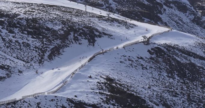 day time early winter ski resort riders 4k spainsierra nevada
