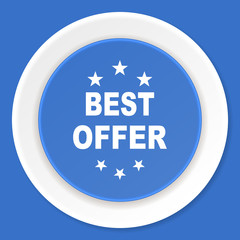 best offer blue flat design modern web icon