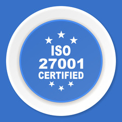 iso 27001 blue flat design modern web icon