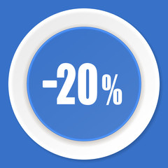 20 percent sale retail blue flat design modern web icon