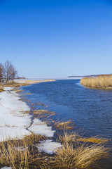early spring view of waters melted and flowing again