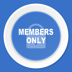 members only blue flat design modern web icon