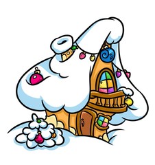 Obraz premium Snow house cartoon illustration isolated image 
