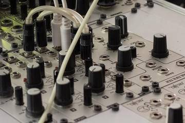modular synthesizer, analogue synth closeup