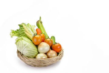 various fresh vegetables on the basket.