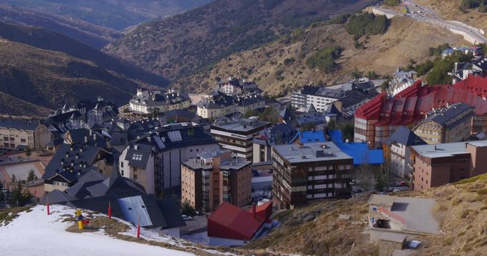 colorful mountain ski resort town hotels 4k spain sierra nevada

