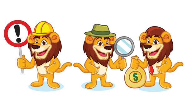Lion Mascot Vector with money