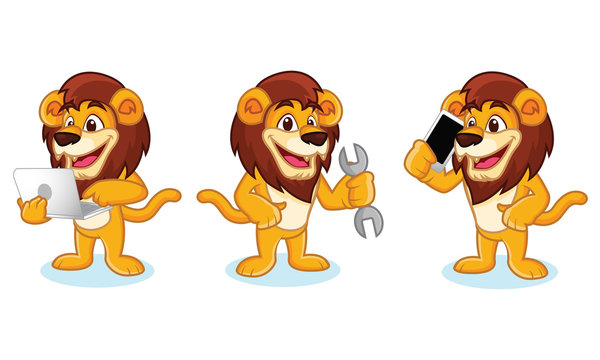 Lion Mascot Vector with laptop
