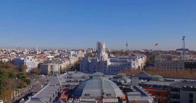madrid day time roof panorama of city center 4k spain
