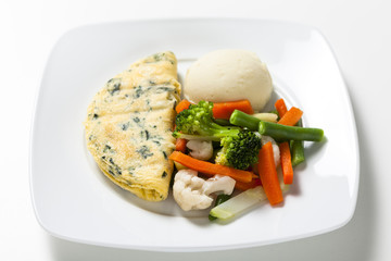 Chive omelette with vegetables