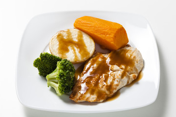 Grilled chicken with vegetables