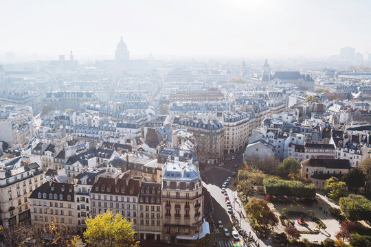 architecture of Paris, beautiful panoramic view of city centre, skyline