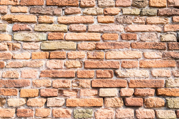 Ancient Roman wall of bricks.