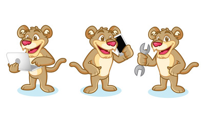 Puma Mascot Vector with laptop