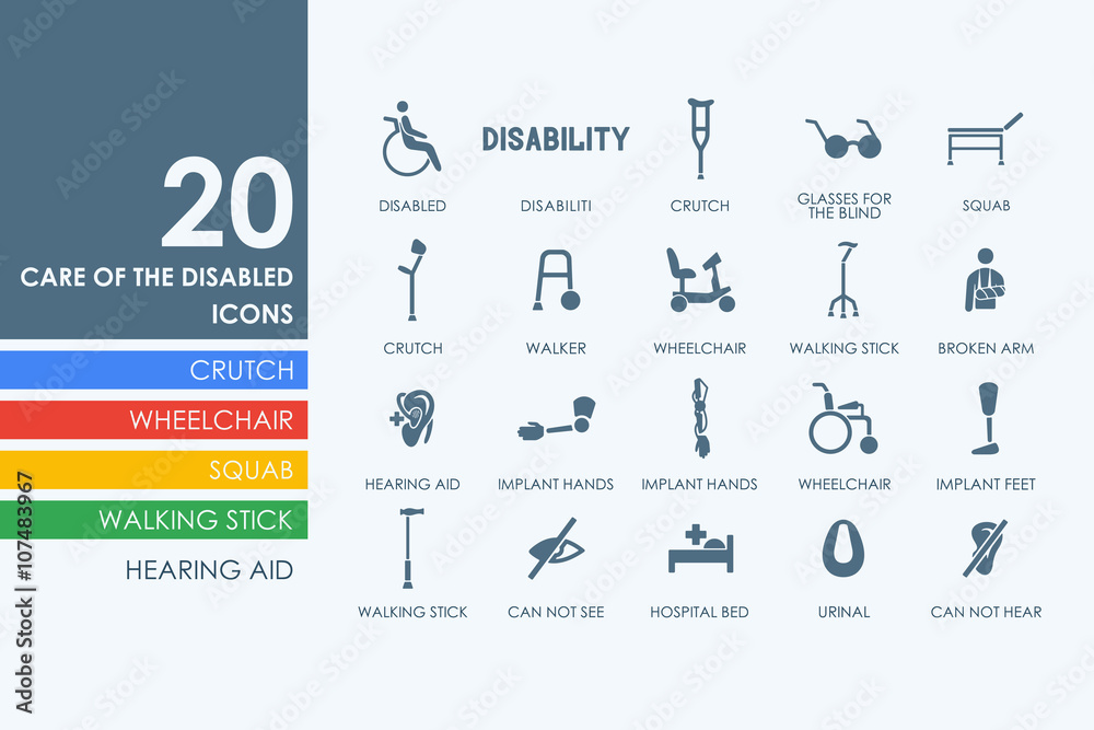 Canvas Prints set of people with disabilities icons