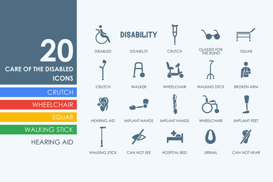 Set of people with disabilities icons