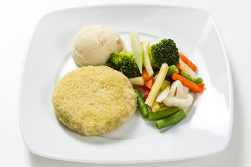 Vegetarian pattie with vegetables