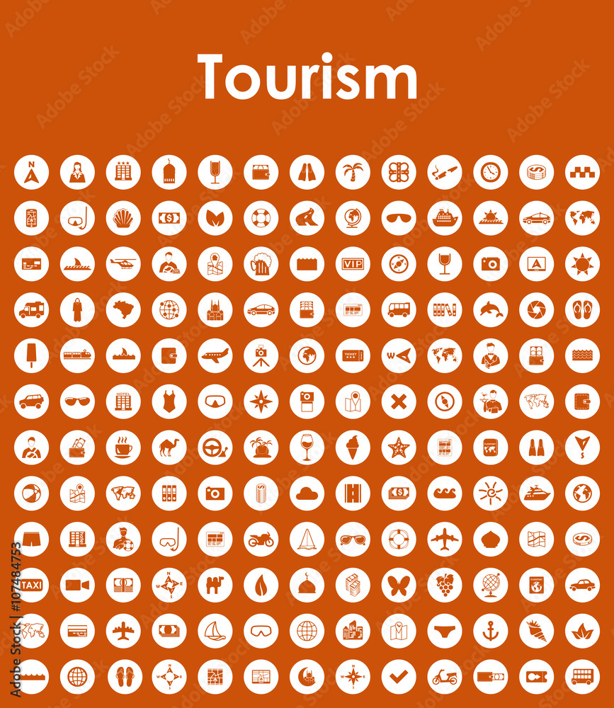 Wall mural set of tourism simple icons