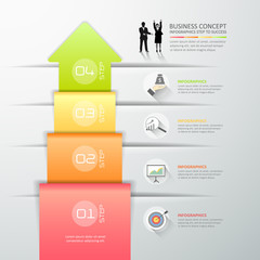 Design abstract 3d arrow infographic template 4 steps for business concept