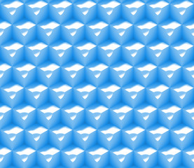 seamless abstract 3d background pattern made of an array of cubes with dimples in blue and white