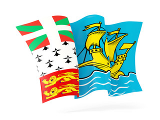 Waving flag of saint pierre and miquelon. 3D illustration