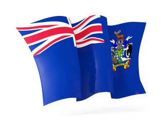 Waving flag of south georgia and the south sandwich islands. 3D
