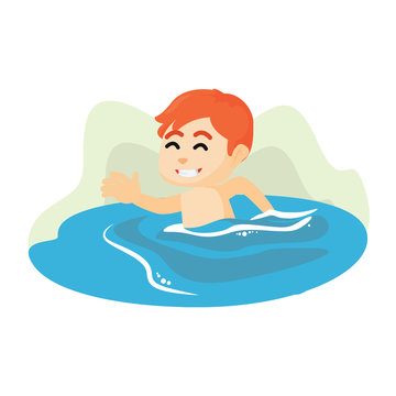 Swimming boy illustration