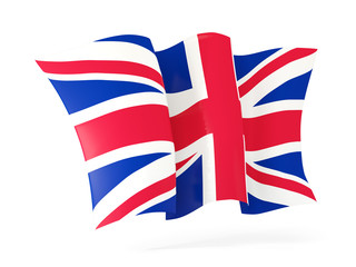 Waving flag of united kingdom. 3D illustration