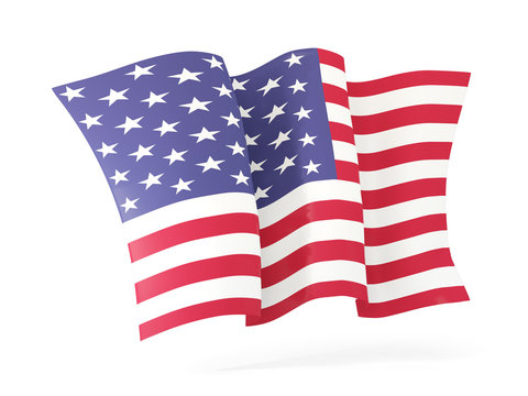 Waving flag of united states of america. 3D illustration
