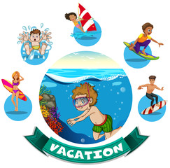 Banner design with water activities