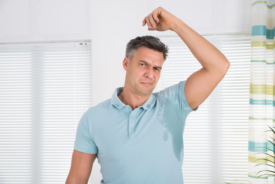 Man Sweating Very Badly Under Armpit