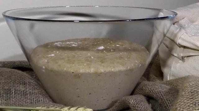 Bread dough rising, time lapse