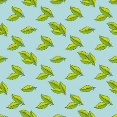 Vector seamless pattern with leaves.