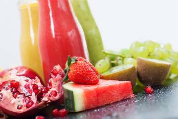 Tropical Fresh Cut Fruits Juices Smoothie Bottles