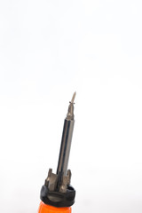 Screwdriver on white background, selective focus