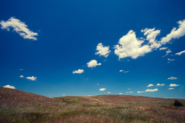 The hills against the blue sky