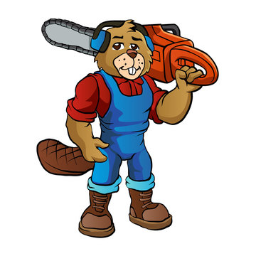 Beaver Lumberjack Cartoon Character