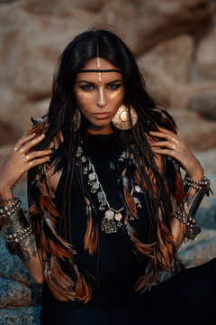 tribal woman posing outdoors