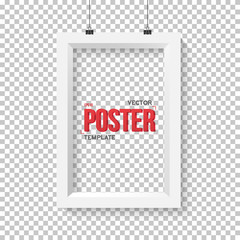 Vector Poster Frame Mockup. Realistic Vector EPS10 Paper Vertica