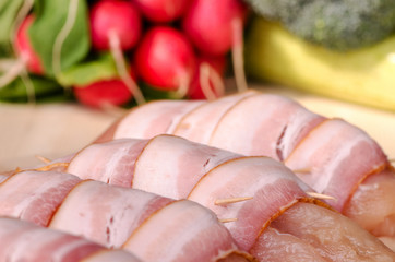 Chicken fillet wrapped in bacon