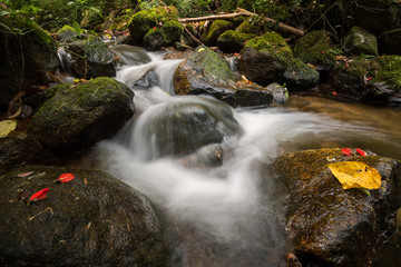 water flowing over rocks at a little falls