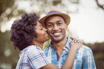 Smiling couple in the garden