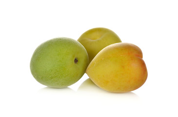 fresh young apricot on white background
