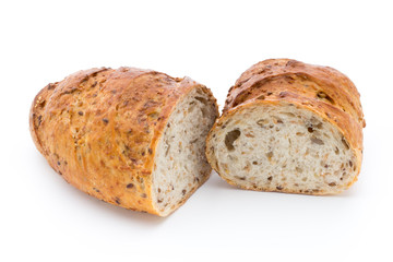 Loaf of bread isolated on white.
