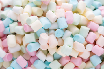 Background or texture of colorful mini marshmallows.